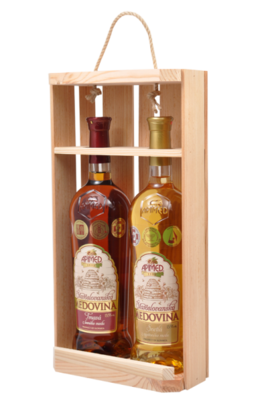 Gift wooden stand 2 x 0.75 l mead