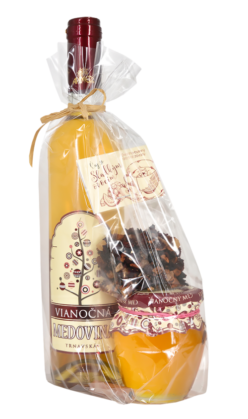 DB052 - Darčekový set s Vianočnou medovinou 0,5l , medom a ovocným čajom