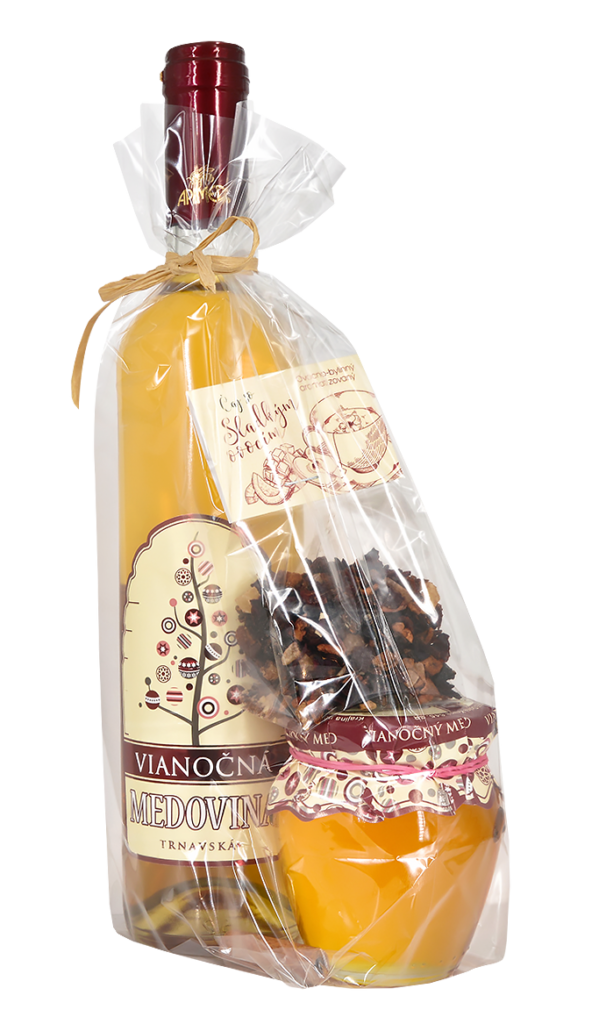 DB052 - Darčekový set s Vianočnou medovinou 0,5l , medom a ovocným čajom