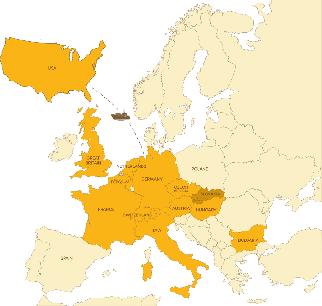Mapa distribúcie medovín APIMED